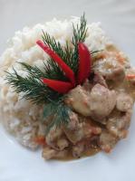 Свинина в горчично-сметанном соусе с рисом 